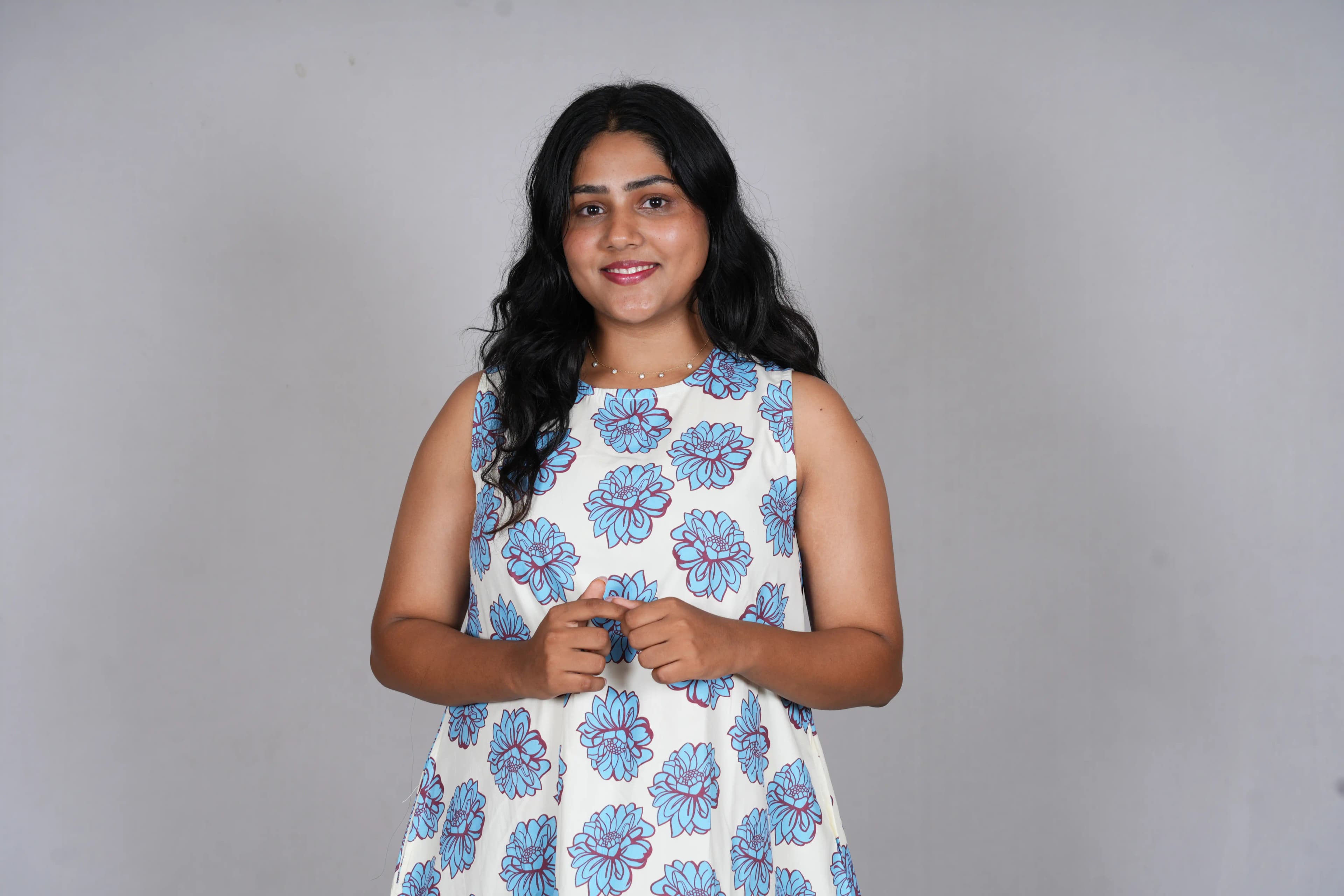Cerulean Bloom A-Line midi